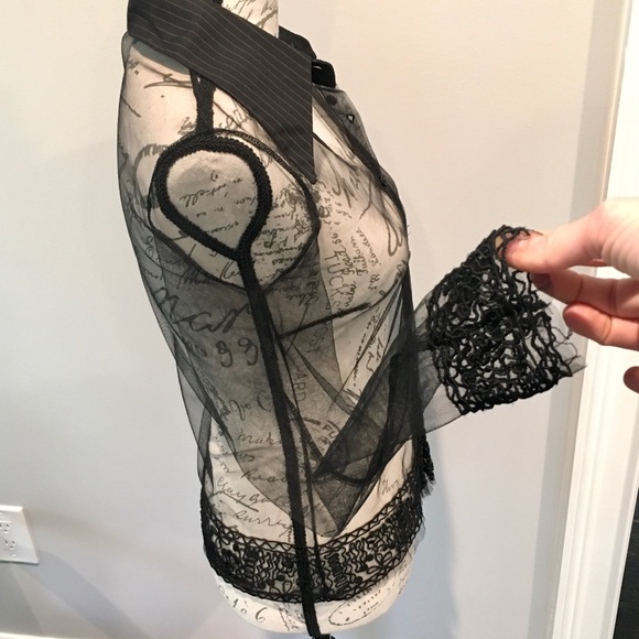 Hale Bob Sheer Black Button-Down Top - Picture 8 of 16